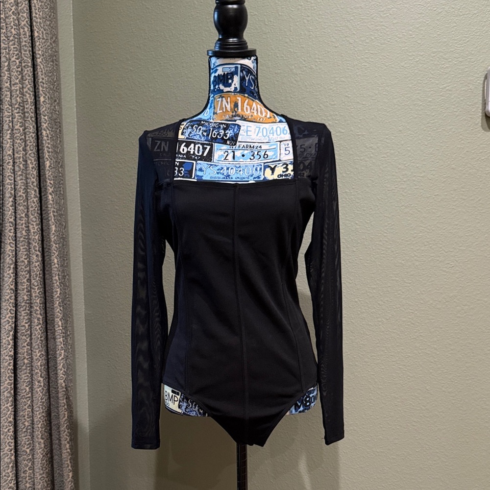 Francesca's Collections Black Long Sleeve Bodysuit